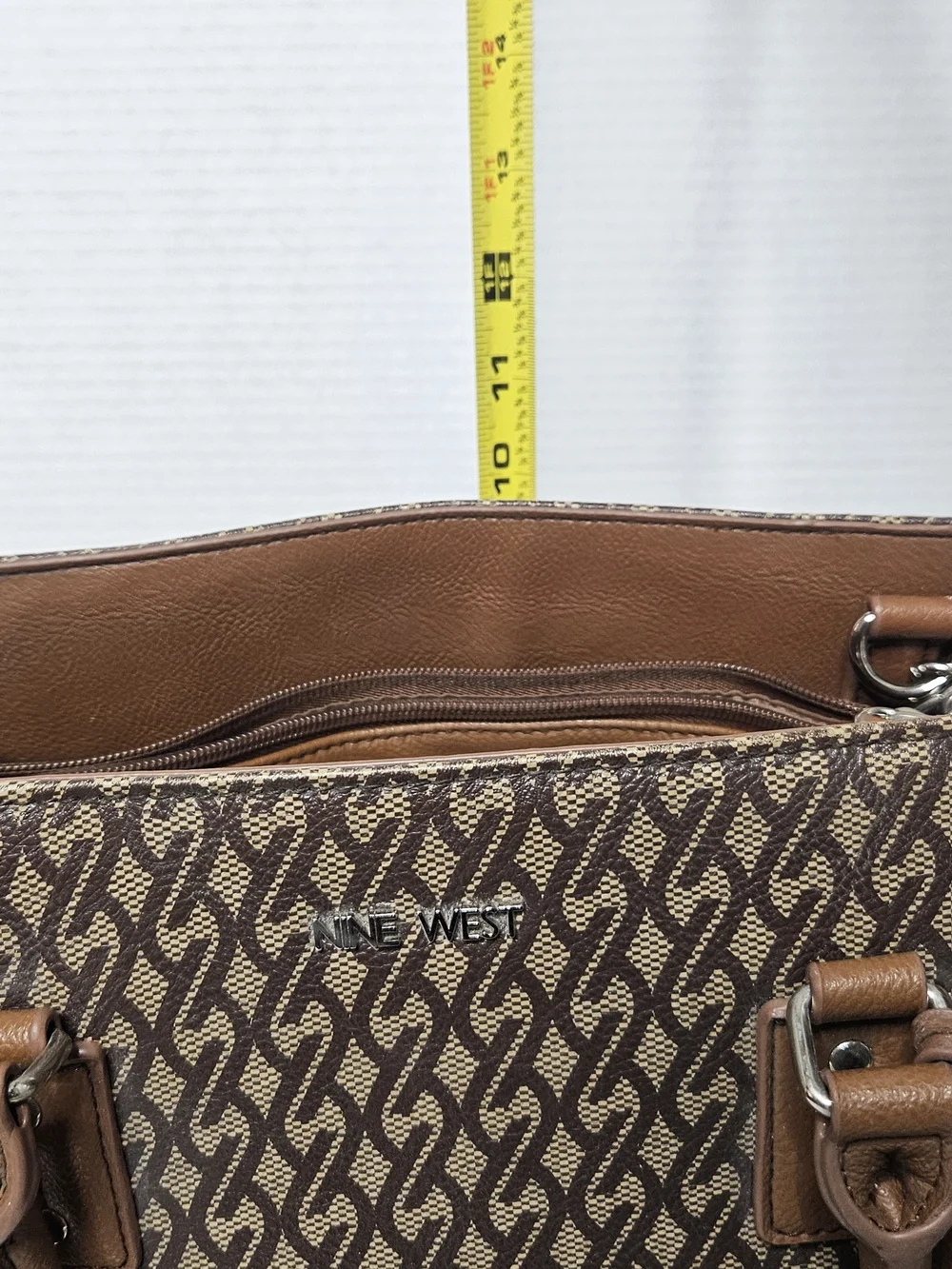 Nine West Brown Patterned Satchel Handbag